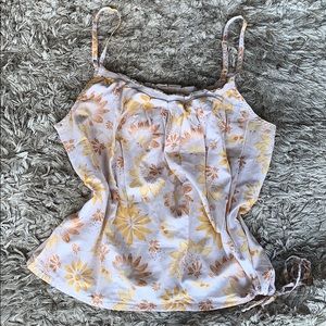 Gap Floral Print Tank with Drawstring Hem size XL